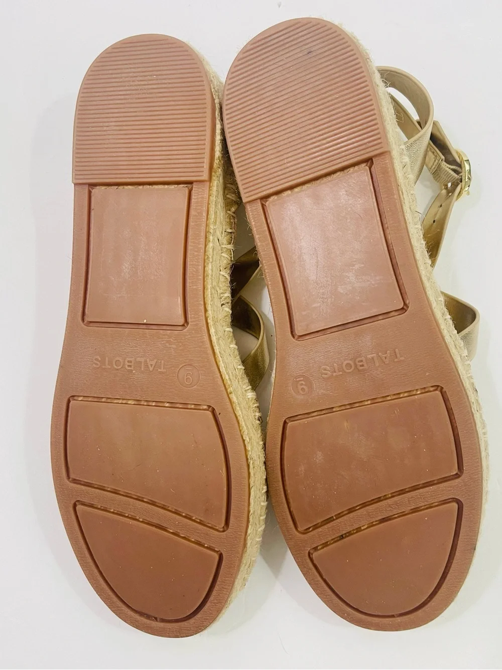NWB Talbot’s Napa Leather Gold Espadrille Sandals - Women